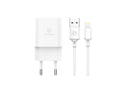 Techancy Carregador De Parede 2usb Branco TA2790, Carregamento 5V-2,4A, Conjunto De Cabos Lightning 1m, Compatível Com Iphone/Ipad