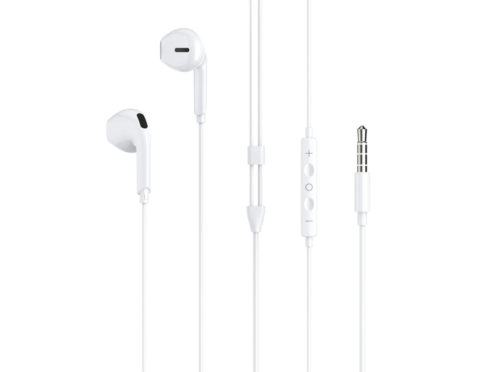 Techancy Auscultadores Intra-Auriculares Brancos 1.2m TD8086 Com Cabo E Microfone, Auscultadores Para Música De 3,5 Mm