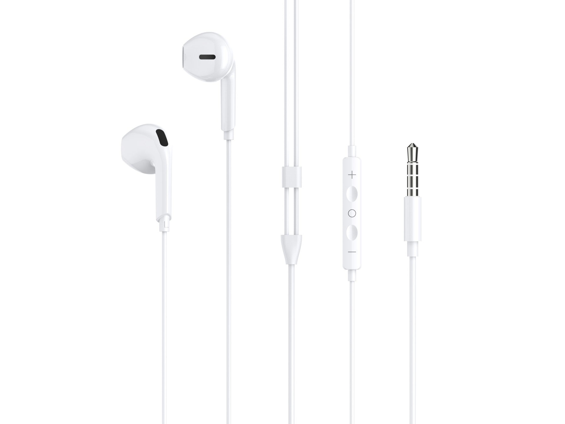 Techancy Auscultadores Intra-Auriculares Brancos 1.2m TD8086 Com Cabo E Microfone, Auscultadores Para Música De 3,5 Mm